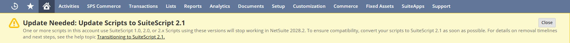 Planning a NetSuite SuiteScript 2.1 code update
